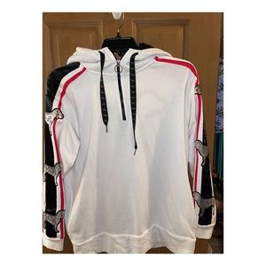 Hooded sherpa vs pink bling dog quarter zip